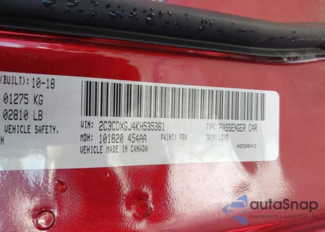 2019 Dodge Charger Scat Pack Rwd z USA, uszkodzony, nr VIN 2C3CDXGJ4KH535361